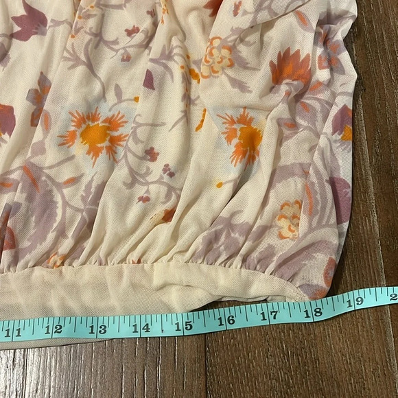 NEW Free People Boho Dusty Pink Floral Long Sheer Sleeve Pull Over Peasant top L - Picture 12 of 14